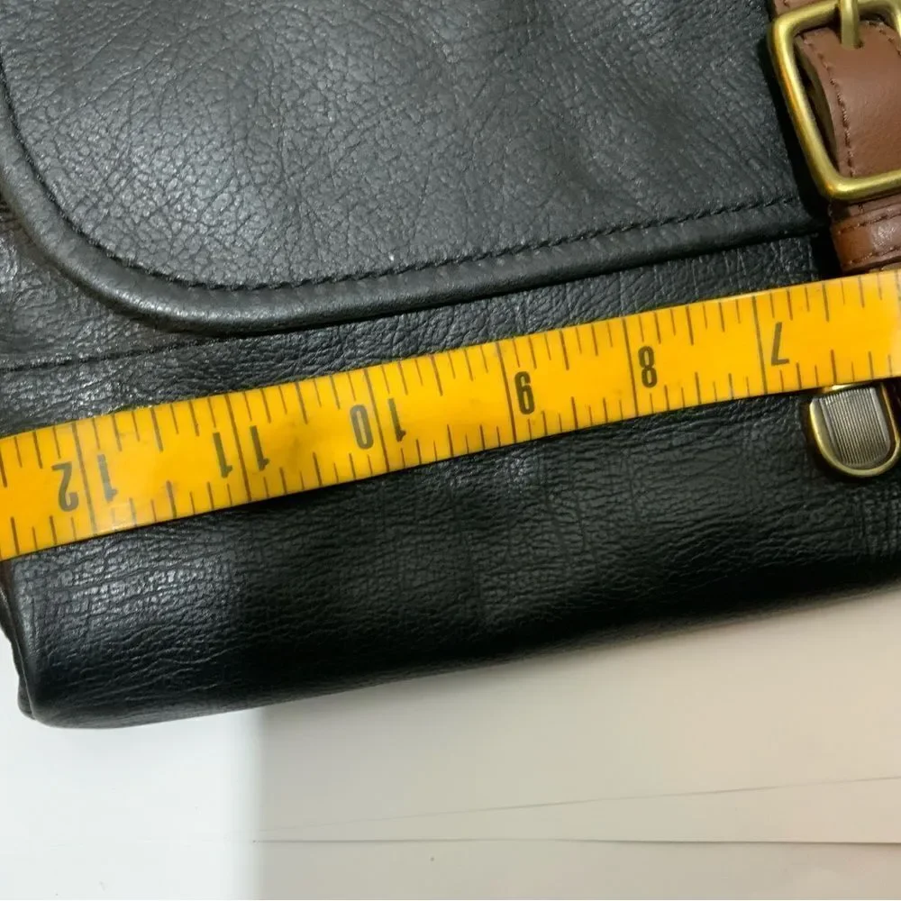 Fossil Black Leather Evan Commuter Satchel Messenger Bag New